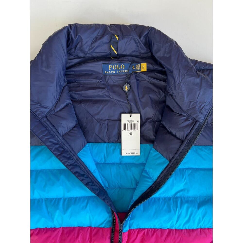 Polo Ralph Lauren Colorblock Bomber Jacket - Navy, Blue, Pink - Picture 7 of 12